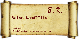 Balan Kamélia névjegykártya